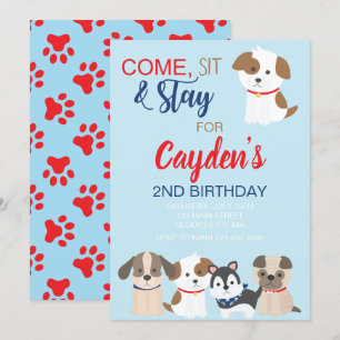 Uitnodiging voor verjaardagsfeestje voor puppy Bla