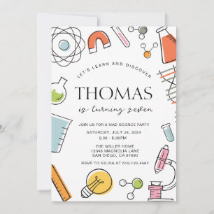 Uitnodiging voor verjaardagsfeestje Wetenschap • M