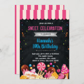 Uitnodiging voor verjaardagsfeestjes in Sweet-wink (Voorkant / Achterkant)