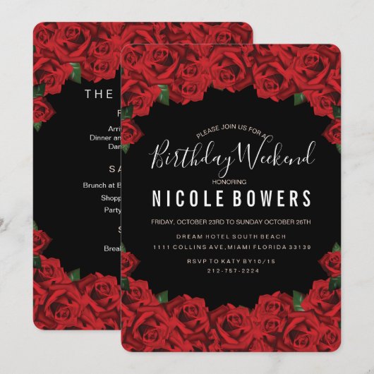 Uitnodiging voor verjaardagsweekendprogramma (Voorkant / Achterkant)