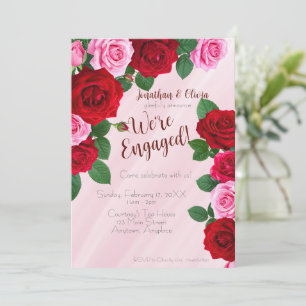Uitnodiging voor verlovingsfeest met rozen