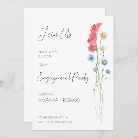 Uitnodiging voor verlovingsfeest, minimalistische  (Voorkant / Achterkant)