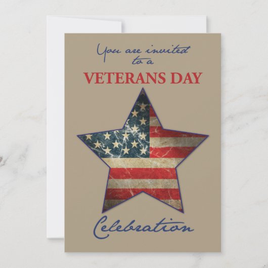 Uitnodiging voor Veterans Day Event Old Flag Star (Voorkant)