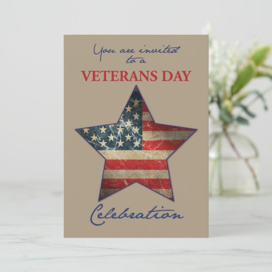 Uitnodiging voor Veterans Day Event Old Flag Star (Staand voorkant)