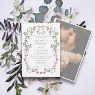 Uitnodiging voor Victorian Garden Dusty Blue Fotov