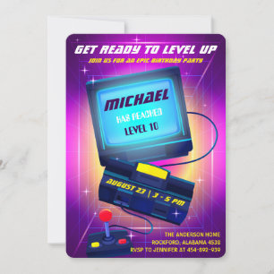 Uitnodiging voor Videogame Birthday Party