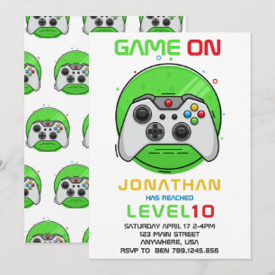 Uitnodiging voor Videospel Level up Gamer Verjaard