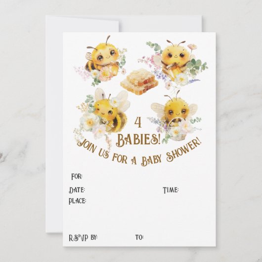 Uitnodiging voor Vier Bijen (Voorkant)