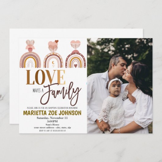 Uitnodiging voor viering van adoptie (Voorkant / Achterkant)