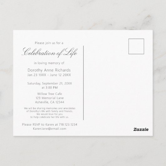 Uitnodiging voor viering van het leven met lelie f (Achterkant)