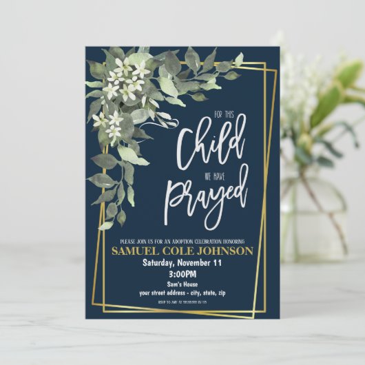 Uitnodiging voor viering van religieuze adoptie (Staand voorkant)