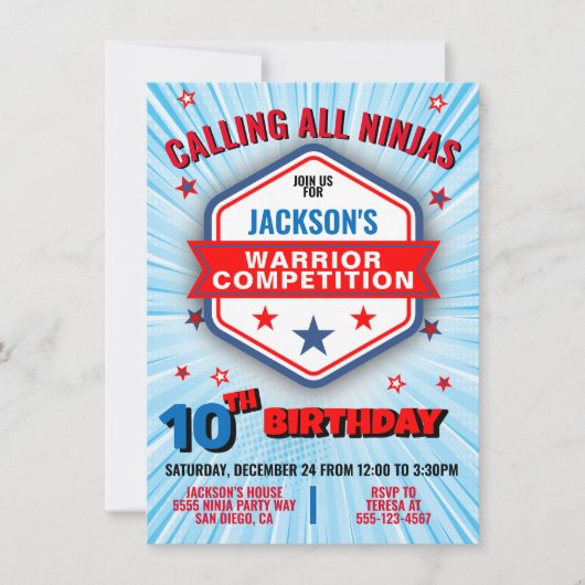 Uitnodiging voor viering van strijder- en verjaard (Voorkant)