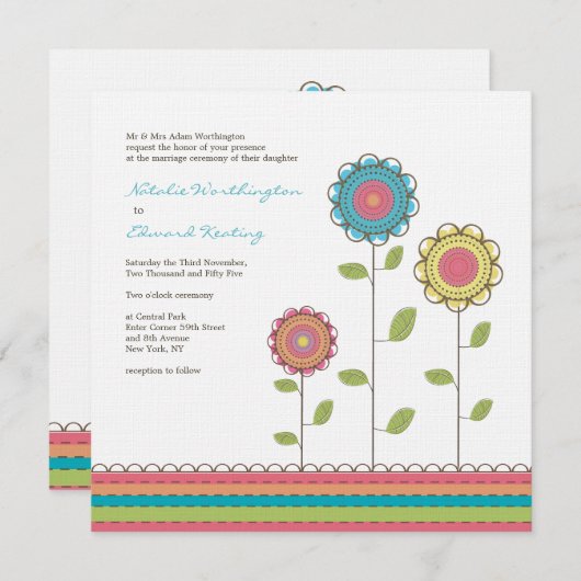 Uitnodiging voor vierkant weddenschap (Voorkant / Achterkant)