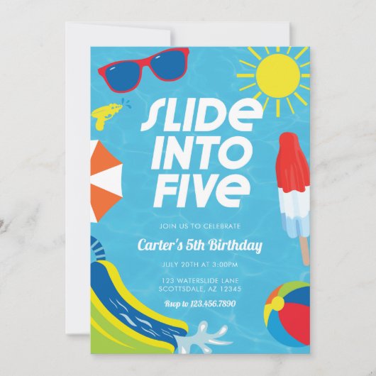 Uitnodiging voor vijfde verjaardagsfeestje met gli (Voorkant)