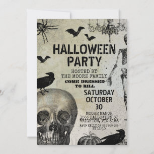 Uitnodiging voor vintage Halloweenfeest met schede