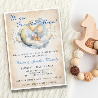 Uitnodiging voor Vintage Over de Maan Baby Shower