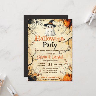 Uitnodiging voor vintage spook Halloween-feest