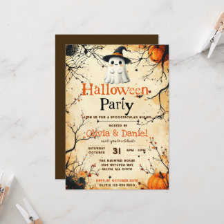Uitnodiging voor vintage spook Halloween-feest
