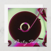  uitnodiging voor vinylplaat met retro (Voorkant / Achterkant)