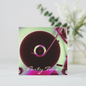  uitnodiging voor vinylplaat met retro (Staand voorkant)