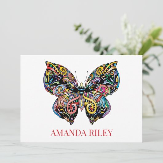 Uitnodiging voor vlinders / gepersonaliseerde noti (Staand voorkant)