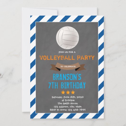 Uitnodiging voor volleybalfeest (Voorkant)