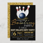 Uitnodiging voor volwassenen bowlingfeest (Voorkant / Achterkant)