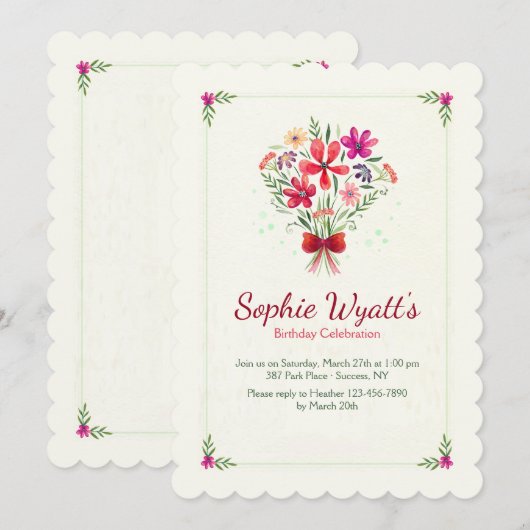 Uitnodiging voor voorjaarsboeket (Voorkant / Achterkant)