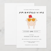 Uitnodiging voor Vriendendankdag met kalkoen Thank (Voorkant / Achterkant)