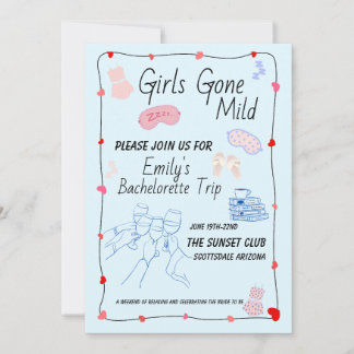 Uitnodiging voor vrijgezellenfeest Girls Gone Mild