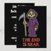 Uitnodiging voor vrijgezellenfeest Grim Reaper (Voorkant / Achterkant)