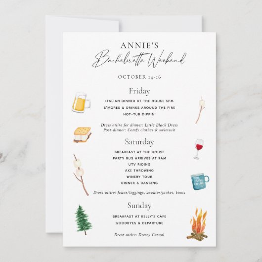 Uitnodiging voor vrijgezellenfeest in de bossen (Achterkant)