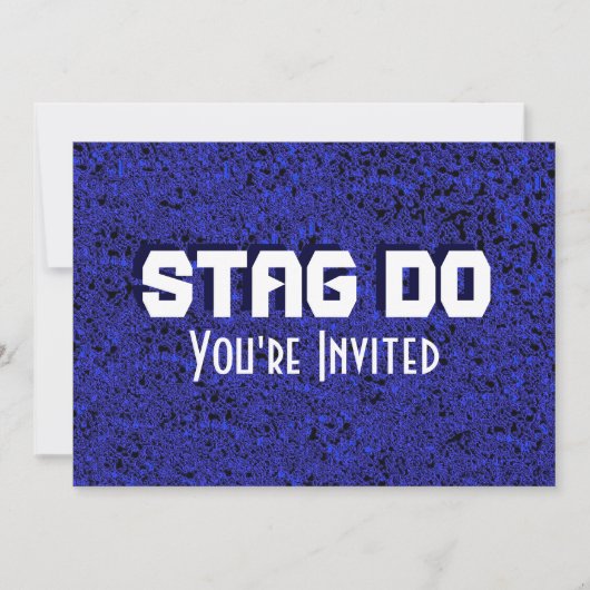 Uitnodiging voor vrijgezellenfeest met blauwe text (Voorkant)
