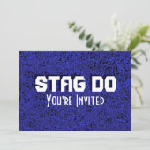 Uitnodiging voor vrijgezellenfeest met blauwe text (Staand voorkant)