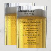 Uitnodiging voor vrijgezellenfeest met glas bier (Voorkant / Achterkant)