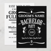 Uitnodiging voor vrijgezellenfeest met whiskeyfles (Voorkant / Achterkant)