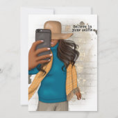 Uitnodiging voor vrijgezellenfeestje met selfie (Voorkant)