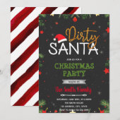 Uitnodiging voor vuile kerstman feestje (Voorkant / Achterkant)