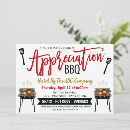 Uitnodiging voor waardering BBQ Grill Out (Staand voorkant)
