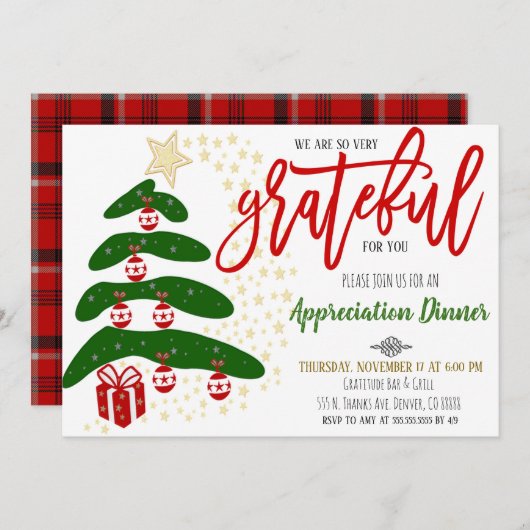 Uitnodiging voor waardering op feestdagen, Bedrijf (Voorkant / Achterkant)