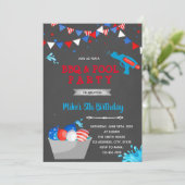 Uitnodiging voor waterballonfeest op 4 juli (Staand voorkant)