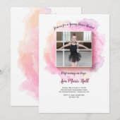 Uitnodiging voor waterverf dansrecital met witte l (Voorkant / Achterkant)