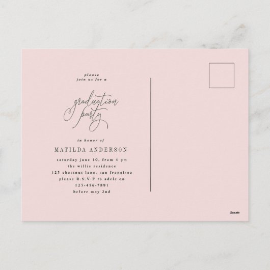 Uitnodiging voor waterverf met blozen blozen afstu (Achterkant)