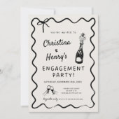 Uitnodiging voor Wavy Engagement Party, Whimsical  (Voorkant)