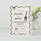 Uitnodiging voor Wavy Engagement Party, Whimsical  (Staand voorkant)