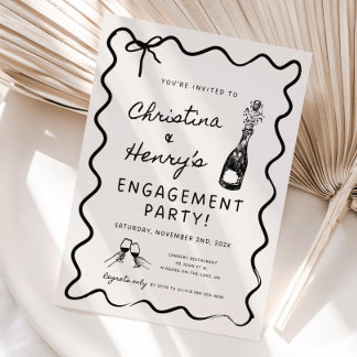 Uitnodiging voor Wavy Engagement Party, Whimsical 