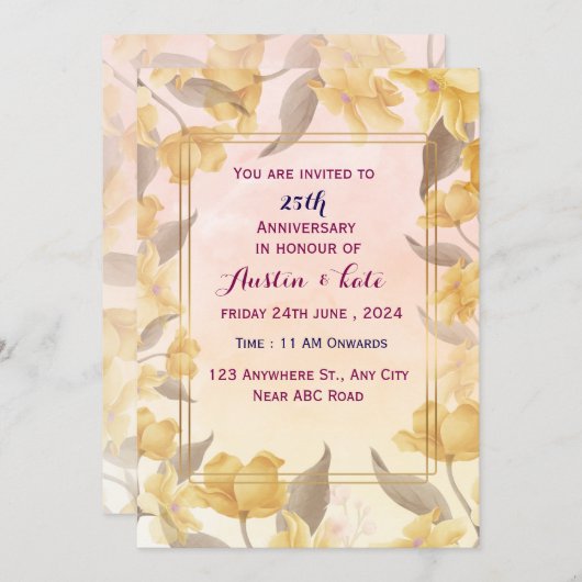 Uitnodiging voor weddenschap Jubileum (Voorkant / Achterkant)