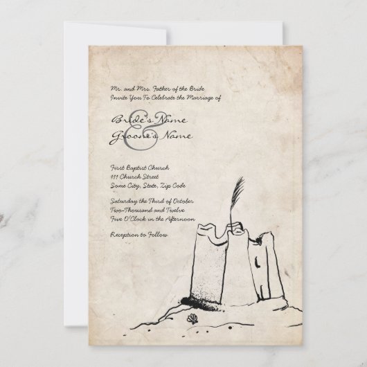  uitnodiging voor weddenschappen met Sand Castle (Voorkant)