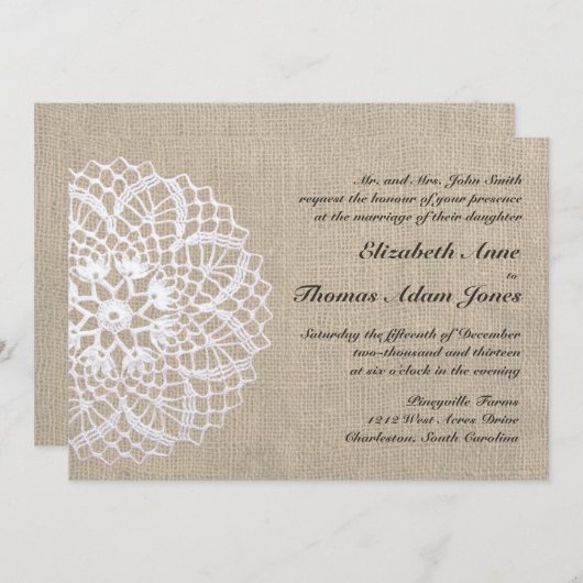 uitnodiging voor weduwschappen tussen Doily en Bu (Voorkant / Achterkant)