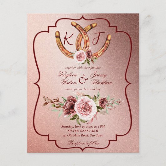 Uitnodiging voor westerne boho rustige bruiloft in (Voorkant)